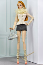 MODERN SENSUAL | Lace Corset Top & Mini Skirt Set for 1/6 Doll Clothes – Sheer Lace Blouse & Structured Corset – Plastik Tiara