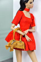 MODERN SENSUAL | Scarlet Mini Dress for 1/6 Scale Doll Clothes – Flared Red Dress with Choker Detail – Handmade by Plastik Tiara