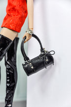 MODERN SENSUAL |. Mini Handbag Collection for 1/6 Scale Doll – Black, Silver & Mustard Designer Style Bags with Charms – Handmade by Plastik Tiara