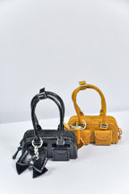 MODERN SENSUAL |. Mini Handbag Collection for 1/6 Scale Doll – Black, Silver & Mustard Designer Style Bags with Charms – Handmade by Plastik Tiara