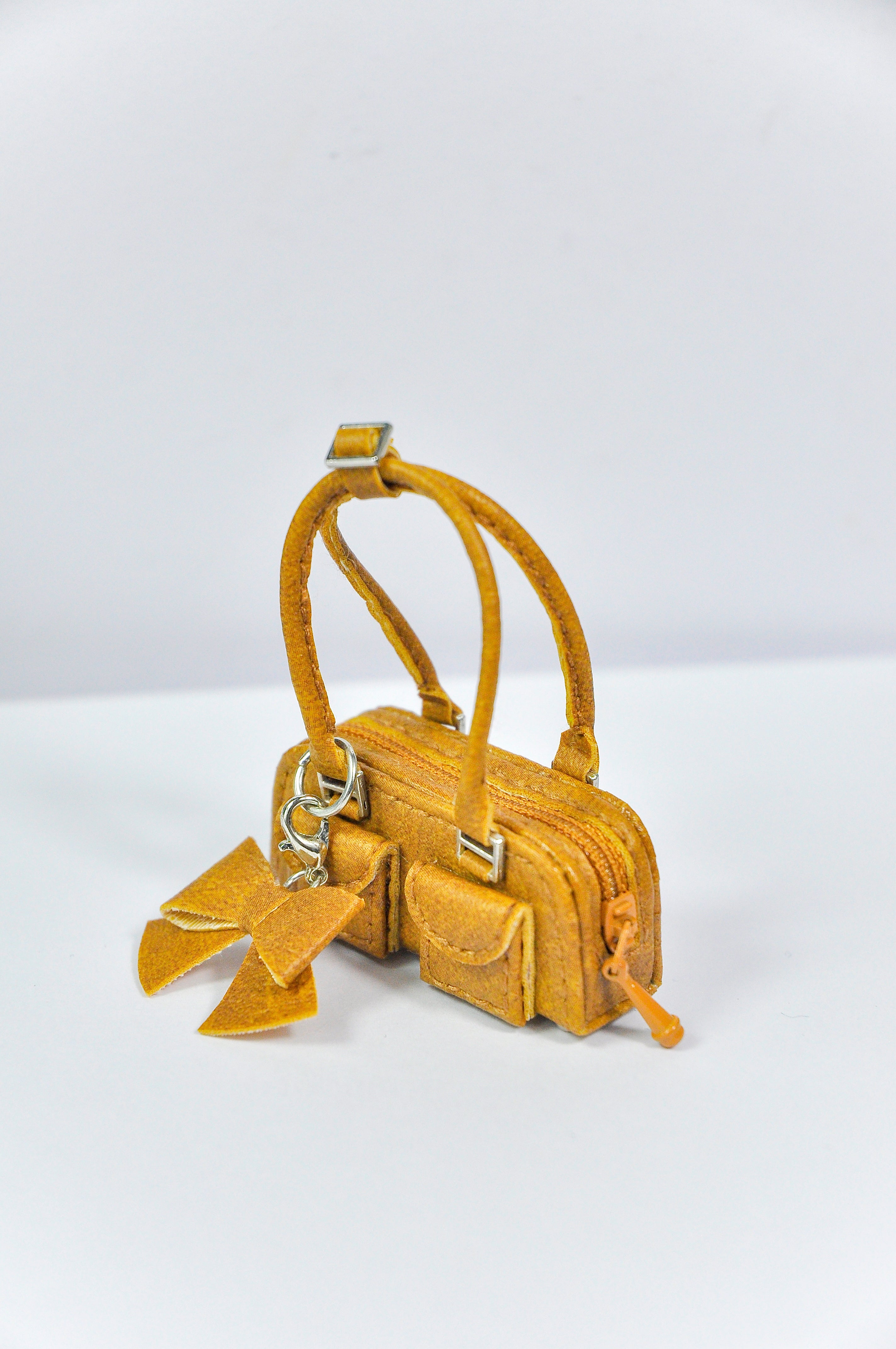 MODERN SENSUAL |. Mini Handbag Collection for 1/6 Scale Doll – Black, Silver & Mustard Designer Style Bags with Charms – Handmade by Plastik Tiara