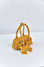 MODERN SENSUAL |. Mini Handbag Collection for 1/6 Scale Doll – Black, Silver & Mustard Designer Style Bags with Charms – Handmade by Plastik Tiara