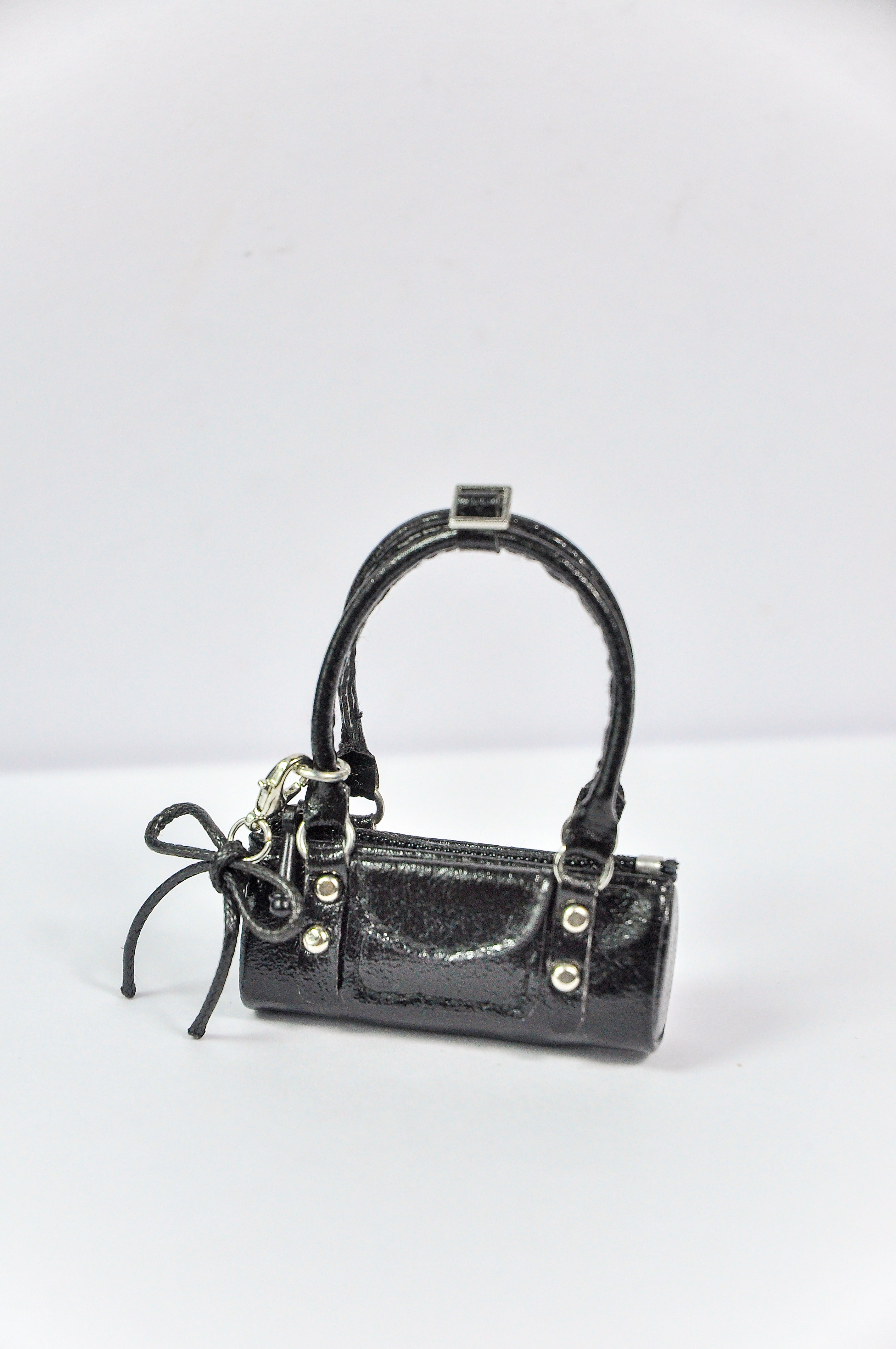MODERN SENSUAL |. Mini Handbag Collection for 1/6 Scale Doll – Black, Silver & Mustard Designer Style Bags with Charms – Handmade by Plastik Tiara