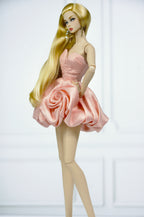 MODERN SENSUAL | (BEIGE VERSION) Rose Sculpted Mini Gown | Handmade Couture Doll Clothes