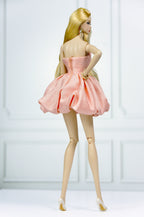 MODERN SENSUAL | (BEIGE VERSION) Rose Sculpted Mini Gown | Handmade Couture Doll Clothes