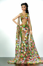 OOAK | Garden of Eden Haute Couture Gown for 1/6 Fashion Royalty Dolls - Floral Beaded Fantasy Dress