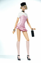 BASIC | Blush Corset Ruffle Mini Dress Set for 1/6 Scale Fashion Dolls | Handmade Tweed Dress with White Tee | Luxury Doll Clothes