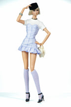 BASIC | Blush Corset Ruffle Mini Dress Set for 1/6 Scale Fashion Dolls | Handmade Tweed Dress with White Tee | Luxury Doll Clothes