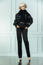 EDEN CHOICE | Oversized Black Leather Street Style Set | Modern Fashion Doll Outfit | Ready to Ship