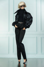 EDEN CHOICE | Oversized Black Leather Street Style Set | Modern Fashion Doll Outfit | Ready to Ship