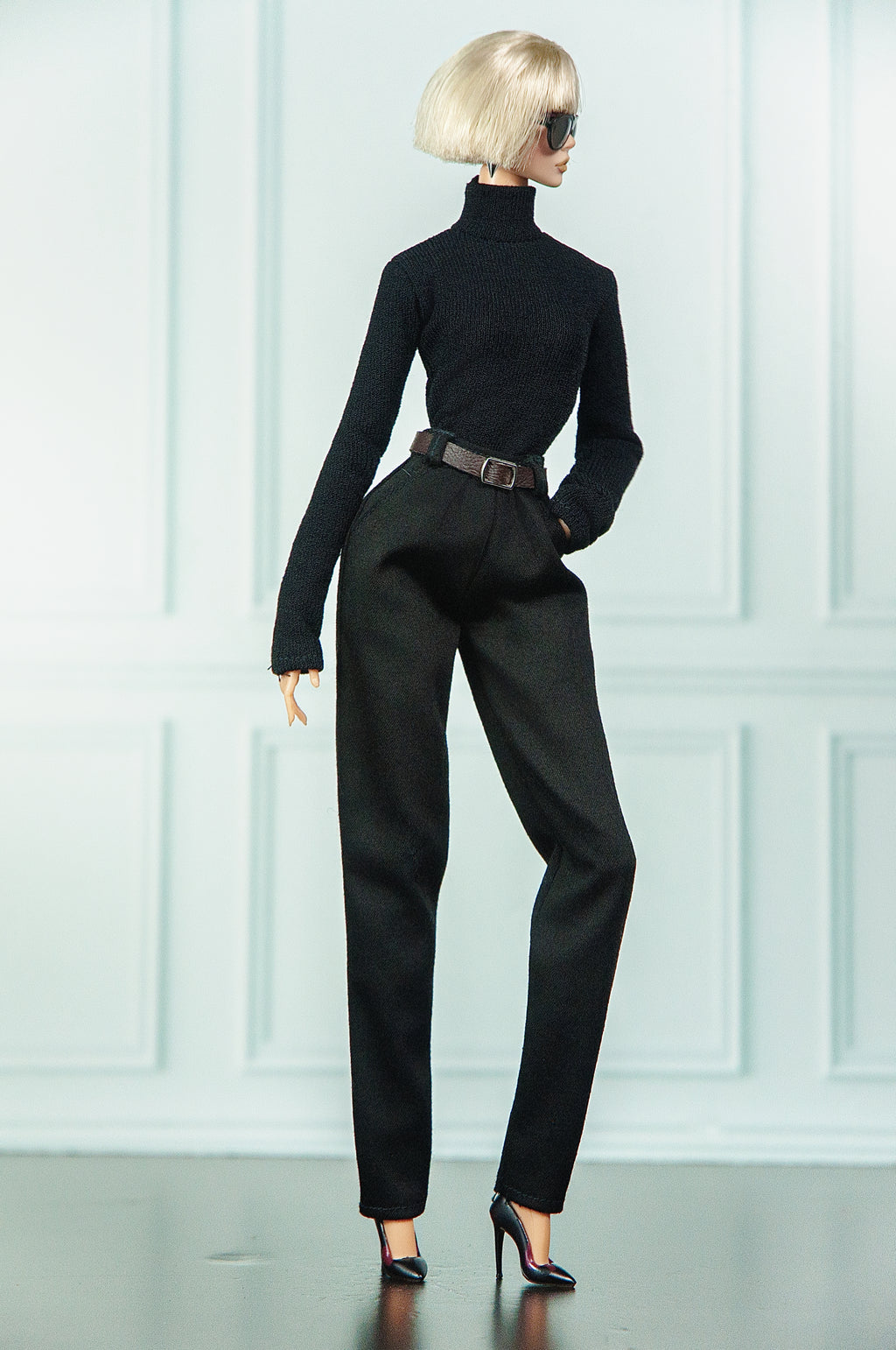 EDEN CHOICE | Oversized Black Leather Street Style Set | Modern Fashion Doll Outfit | Ready to Ship