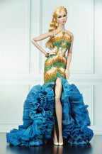 OOAK | OOAK Ocean Goddess Beaded Mermaid Couture Gown | Handmade 1/6 Scale Fashion Doll Dress | Collector Couture Outfit