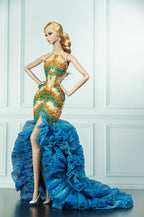 OOAK | OOAK Ocean Goddess Beaded Mermaid Couture Gown | Handmade 1/6 Scale Fashion Doll Dress | Collector Couture Outfit