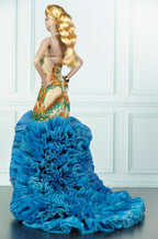 OOAK | OOAK Ocean Goddess Beaded Mermaid Couture Gown | Handmade 1/6 Scale Fashion Doll Dress | Collector Couture Outfit