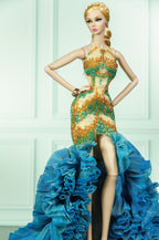 OOAK | OOAK Ocean Goddess Beaded Mermaid Couture Gown | Handmade 1/6 Scale Fashion Doll Dress | Collector Couture Outfit