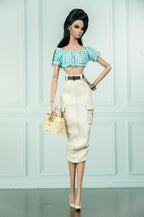 EDEN CHOICE | Summer Breeze Gingham Crop Top & Cargo Midi Skirt Set | Handmade Fashion Doll Outfit | Plastiktiara