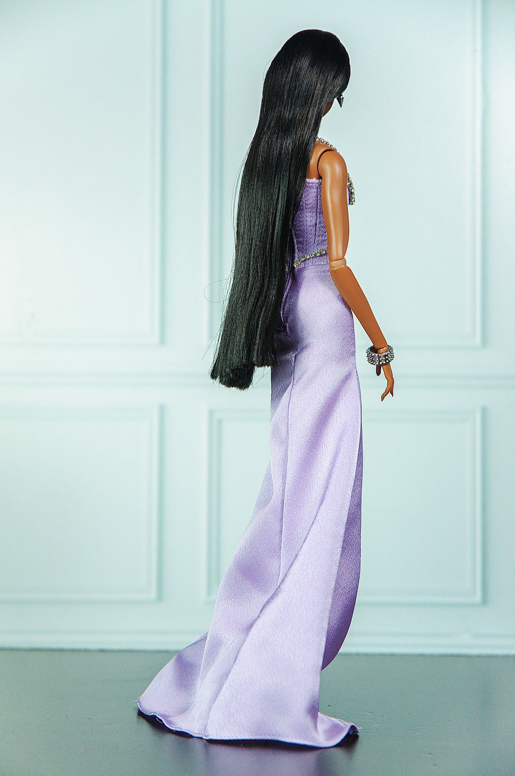 EDEN CHOICE | Lavender Grace Strapless Evening Gown | Elegant Fashion Doll Dress | Plastiktiara