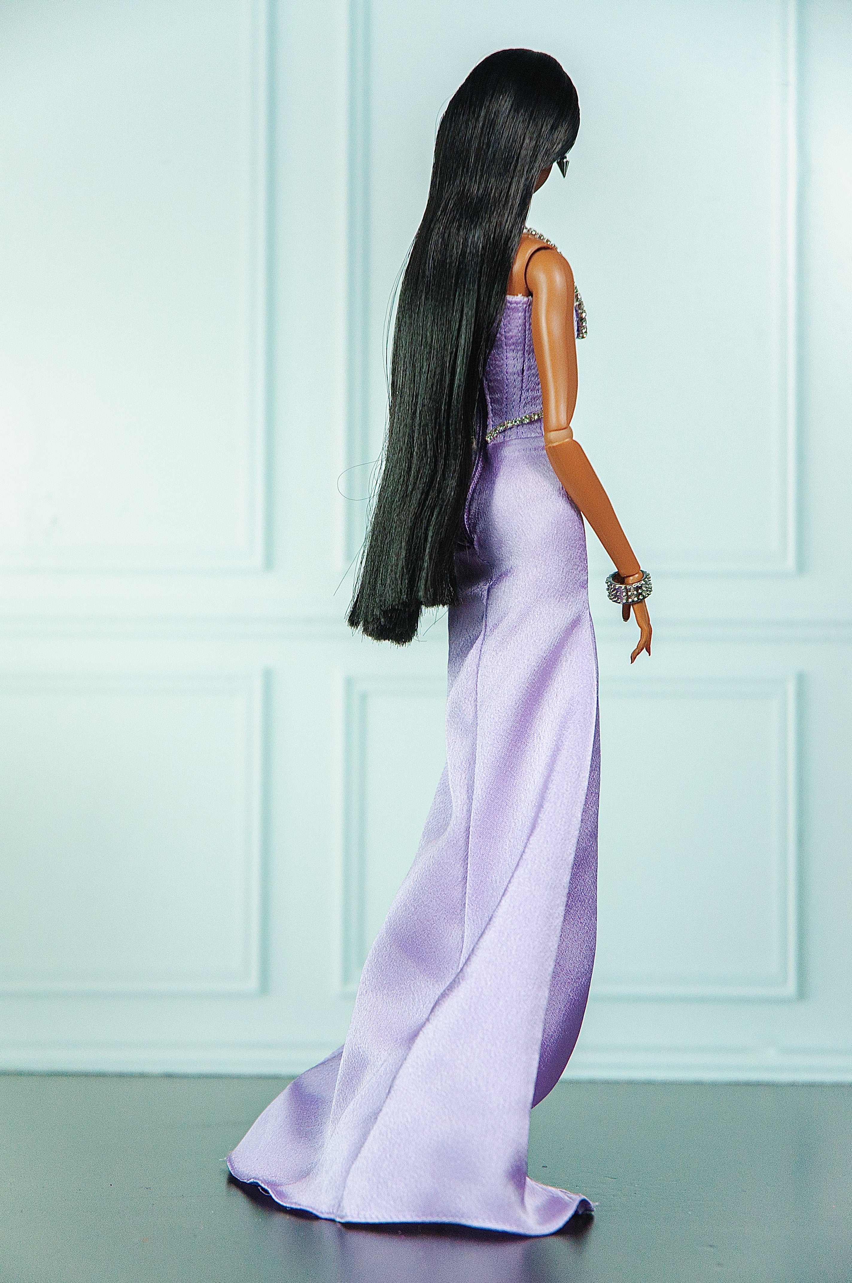EDEN CHOICE | Lavender Grace Strapless Evening Gown | Elegant Fashion Doll Dress | Plastiktiara