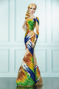 OOAK | Prism Rainbow Hand Beaded Couture Gown | Collector Fashion Doll Dress | Plastiktiara