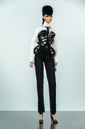 DELUXE | 3D Printed Sculptural Bustier with Tailored Shirt & Pants Set for 12 Inch Fashion Dolls | Collector Couture Outfit