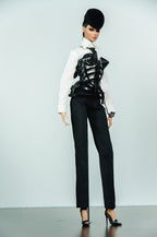 DELUXE | 3D Printed Sculptural Bustier with Tailored Shirt & Pants Set for 12 Inch Fashion Dolls | Collector Couture Outfit
