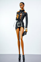 STYLISH WIDOW | Black Lace-Up Mini Dress for Fashion Royalty Doll | Corset Style Outfit | 1/6 Scale Edgy Chic