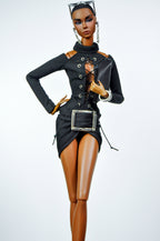 STYLISH WIDOW | Black Lace-Up Mini Dress for Fashion Royalty Doll | Corset Style Outfit | 1/6 Scale Edgy Chic