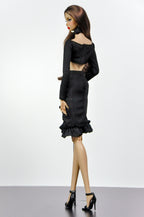 STYLISH WIDOW | Black Cut-Out Outfit for Fashion Royalty Doll | Sexy Bodycon Midi Outfit | 1/6 Scale Modern Glam Look