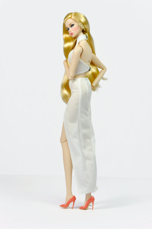 AURA  | White cut-out cocktail dress for 1/6 Scale High Fashion Doll Clothes