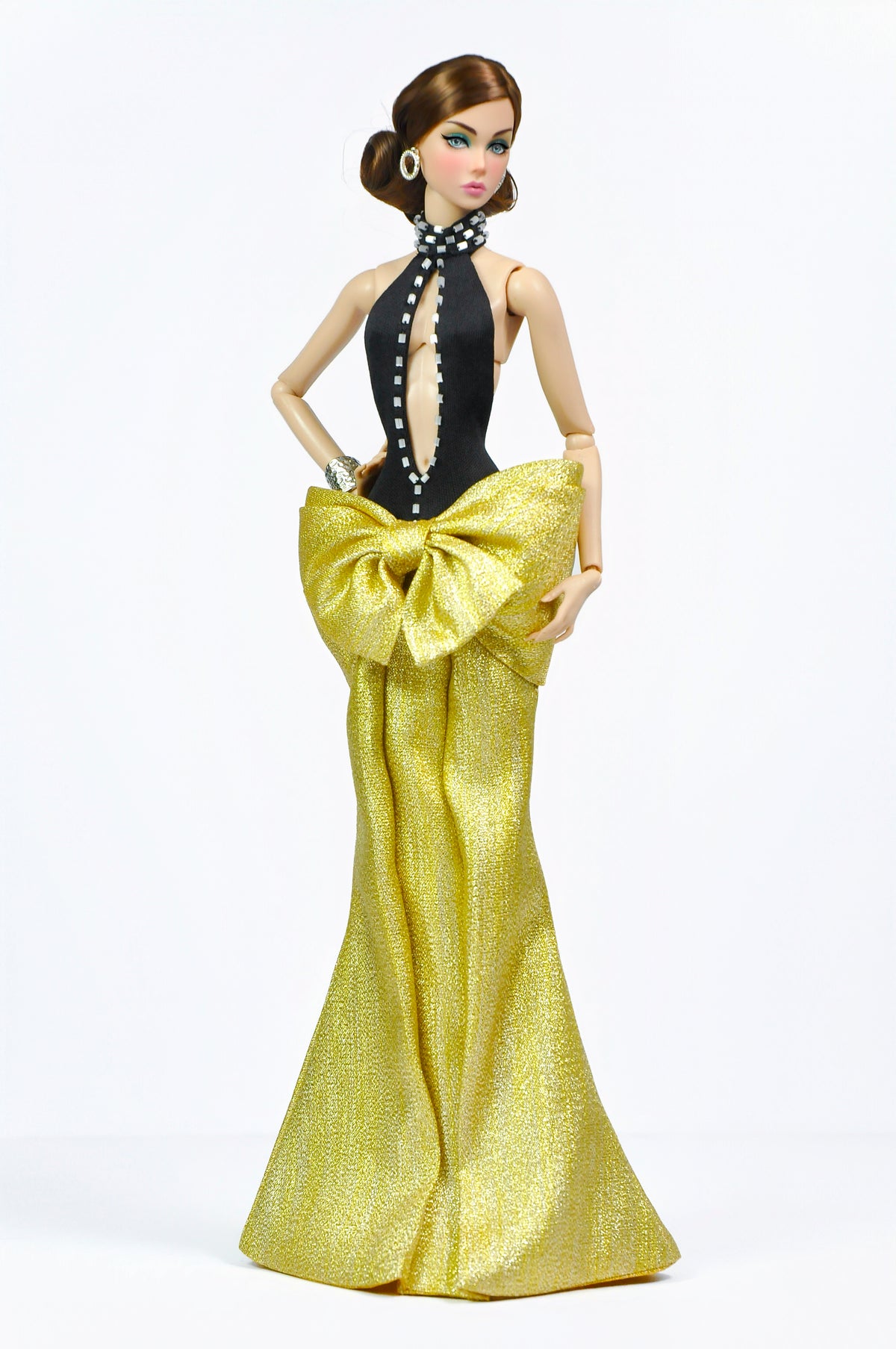 OOAK | HALLOWEEN GALA - Black & green evening gown for Fashion Royalty doll clothes FR 6.0