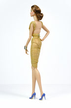 Gold One-Shoulder Twist Dress for Fashion Royalty | FR2 NuFace Doll Clothes | Metallic Gold 1/6 Scale Outfit