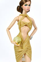 Gold Seashell Clutch for Fashion Royalty | 1/6 Scale Doll Accessory | FR2, NuFace, Integrity Toys Mini Bag | Doll Purse Prop