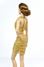 Gold Cut-Out Twist Dress for| 1/6 Scale Doll Clothes | Golden Knot Dress