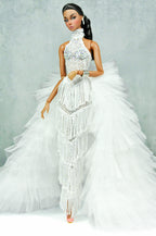 HAUTE | Royalty Aesthestic | White Fringed Gown for Fashion Royalty Doll Clothes - 12-inch Scale
