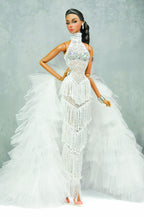 HAUTE | Royalty Aesthestic | White Fringed Gown for Fashion Royalty Doll Clothes - 12-inch Scale