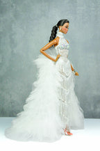 HAUTE | Royalty Aesthestic | White Fringed Gown for Fashion Royalty Doll Clothes - 12-inch Scale