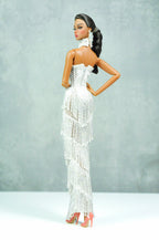 HAUTE | Royalty Aesthestic | White Fringed Gown for Fashion Royalty Doll Clothes - 12-inch Scale