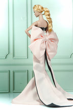 HAUTE |. Fashion Royalty Doll Pink Satin Mermaid Gown with Oversized Bow Train | 12 Inch Doll Couture Dress