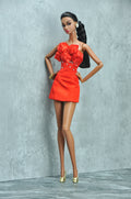 SHIMMERING | Fashion Royalty doll clothes Scarlet Rose Crystal Mini Dress | Plastiktiara
