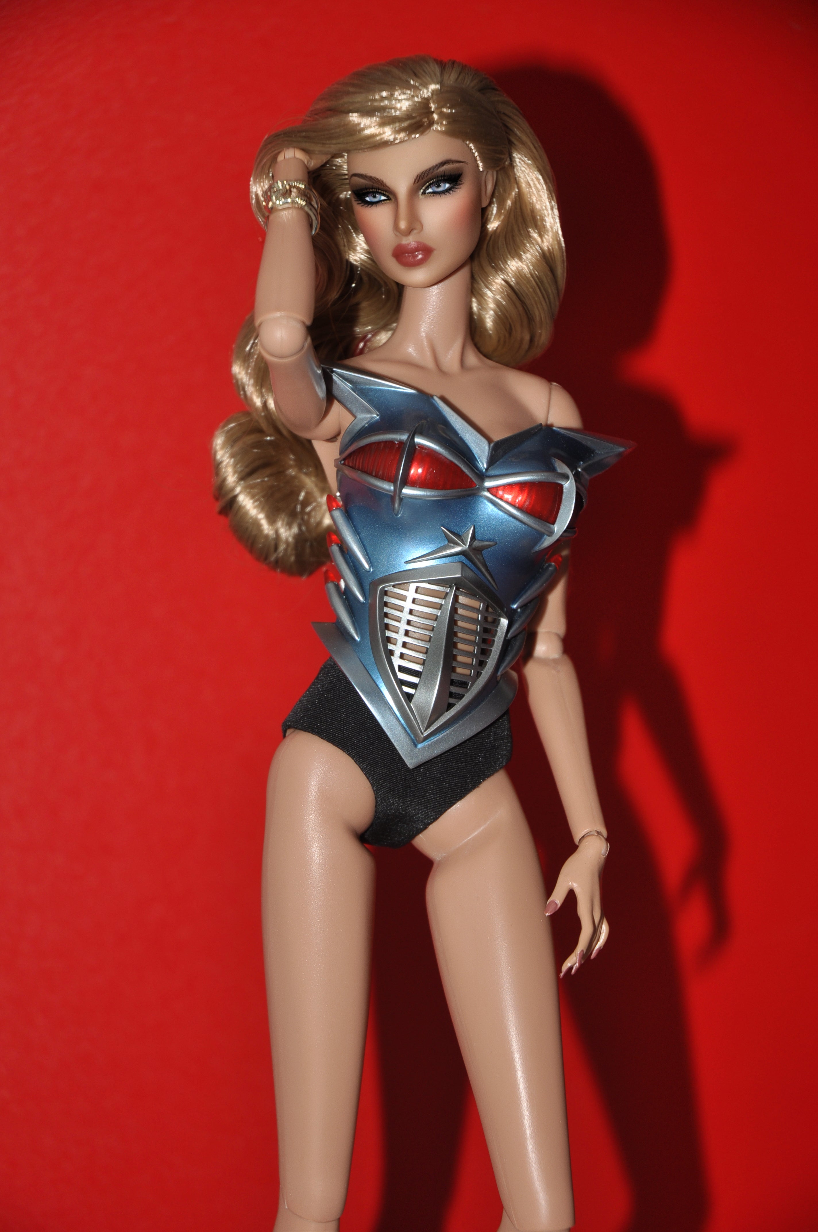 3D PROJECT | Futuristic Armor Corset Top for 1/6 Fashion doll — Metallic Sci-Fi Bustier