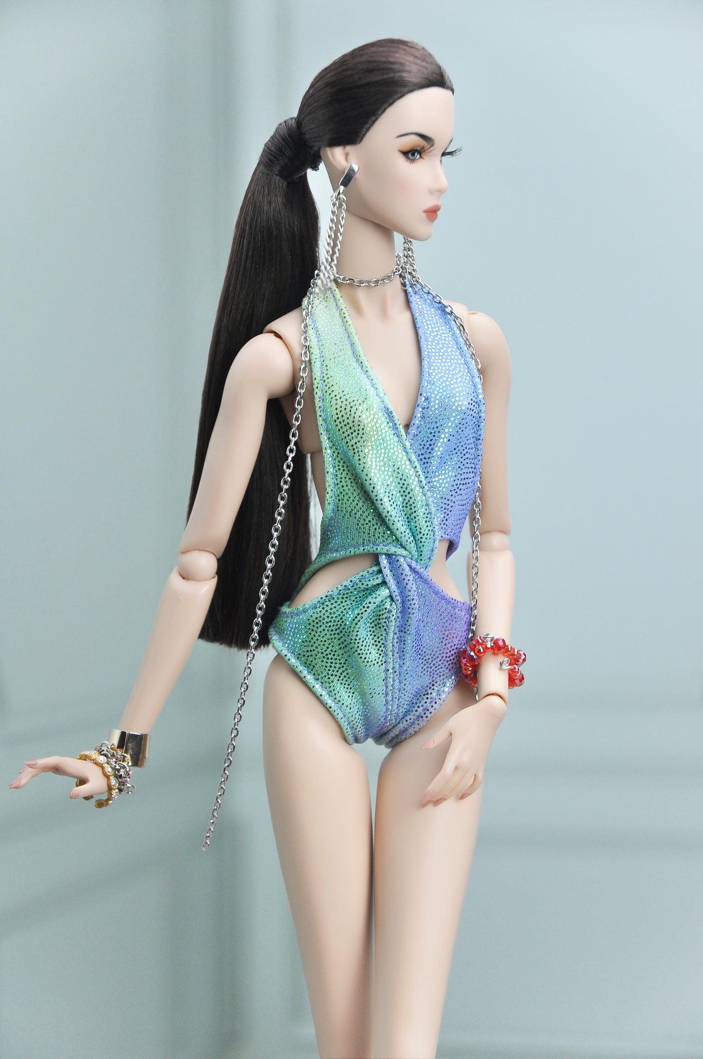 A | SUMMER NEVER ENDS - FASHION ROYALTY doll  - Shimmering jersey swimsuit with matching skirt