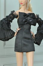 AURA | Midnight Bow Mini Dress — OOAK 1/6 doll clothes Scale Doll Clothes