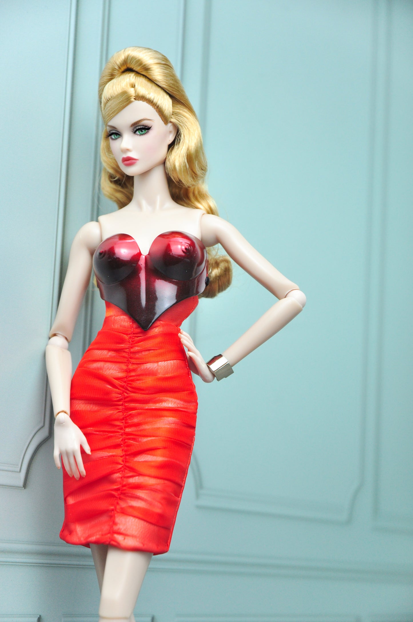 Siren Suit - 3D printed with pleated high waist skirt for Fashion Royalty 6.0 and NU FACE