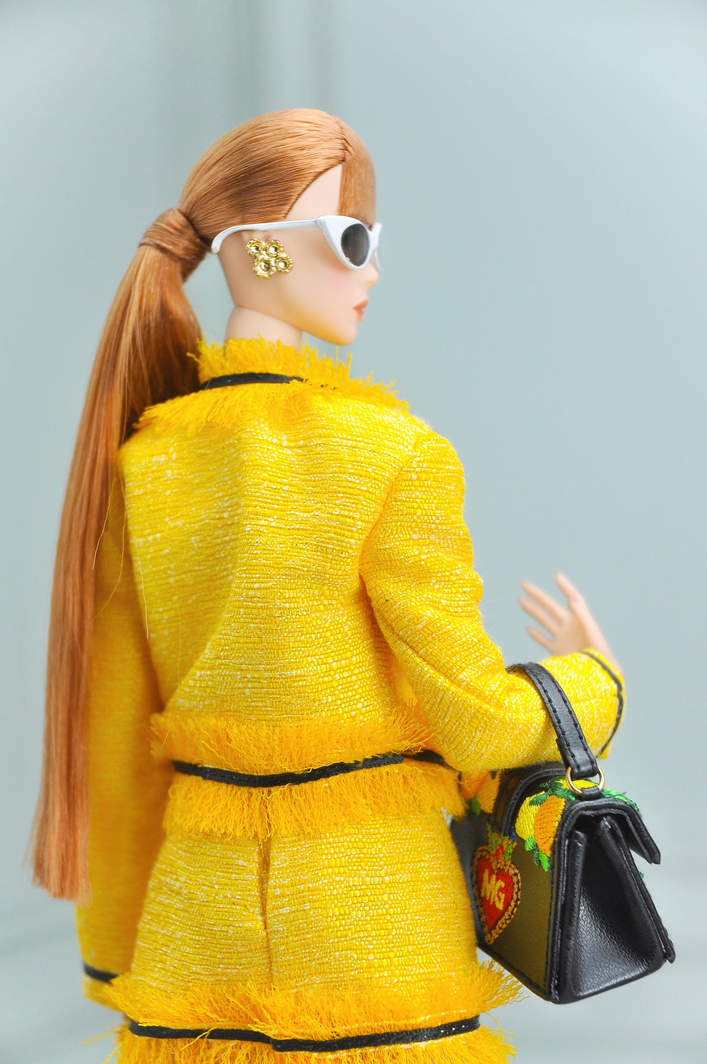 A Haute tweed suit with crop top for Fashion Royalty & 12" fashion doll (YELLOW)