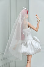 BRIDAL | Bow Whisper Bridal Mini Dress – Couture Wedding Outfit for Fashion Royalty Dolls by Plastik Tiara