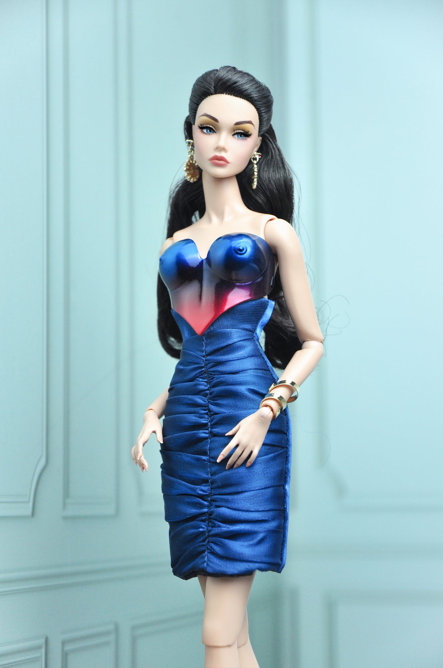 Siren Suit - 3D printed with pleated high waist skirt for Fashion Royalty 6.0 and NU FACE