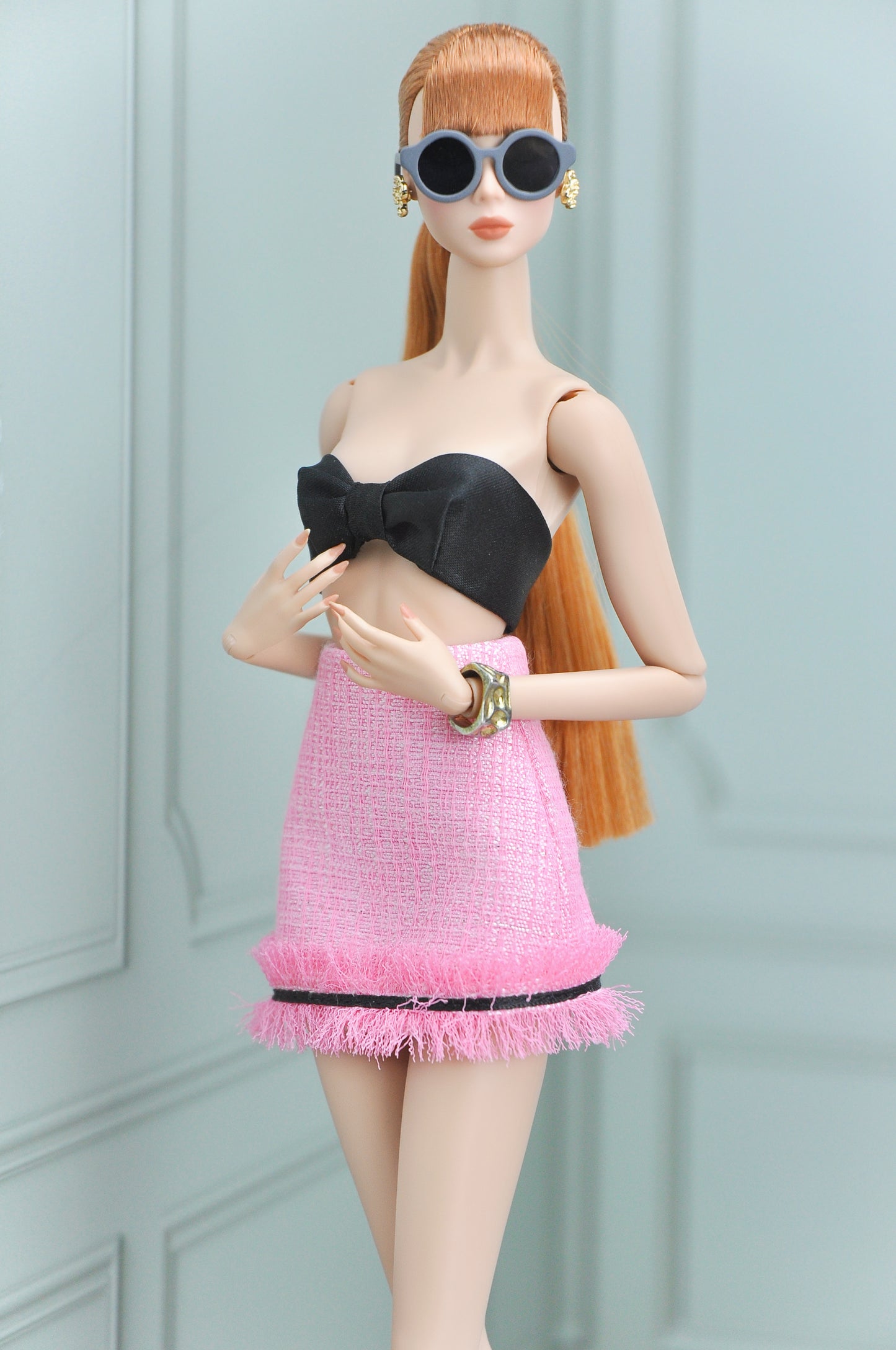 A Haute tweed suit with crop top for Fashion Royalty & 12" fashion doll (PINK)