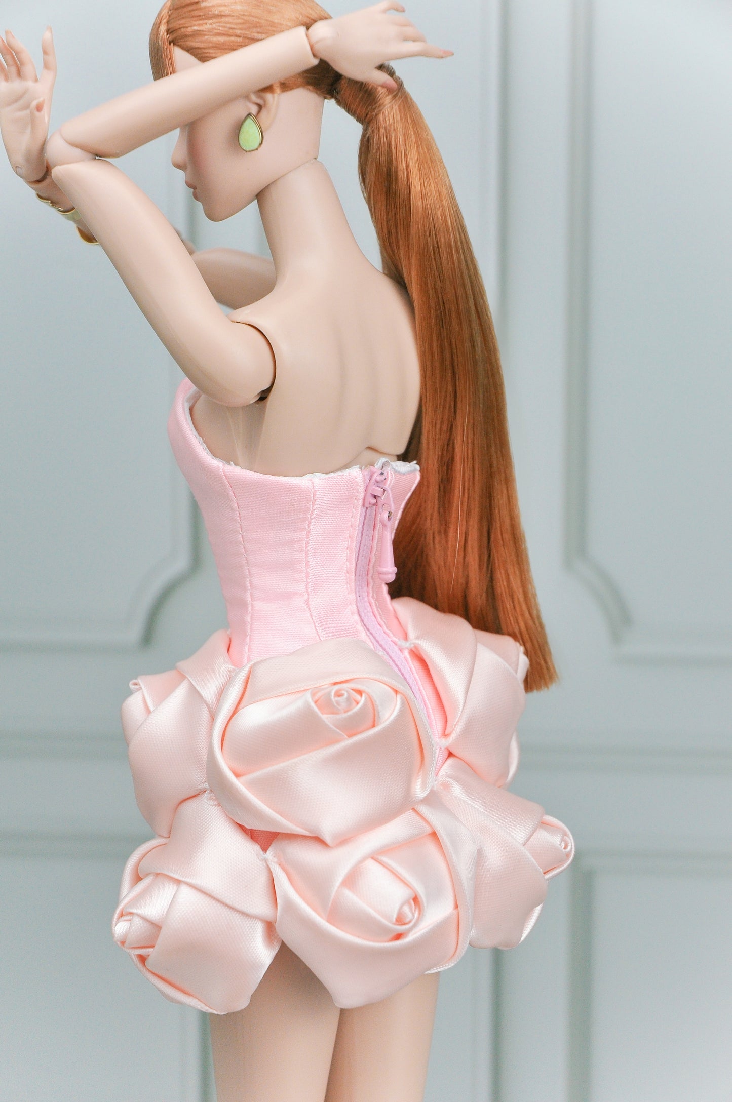 A HAUTE COLLECTION | OOAK gown for Fashion Royalty doll bustier bodice rose fabric manipulation