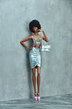 3D PROJECT | Iridescent Butterfly Top & Metallic Draped Skirt |1/6 High Fashion doll clothes