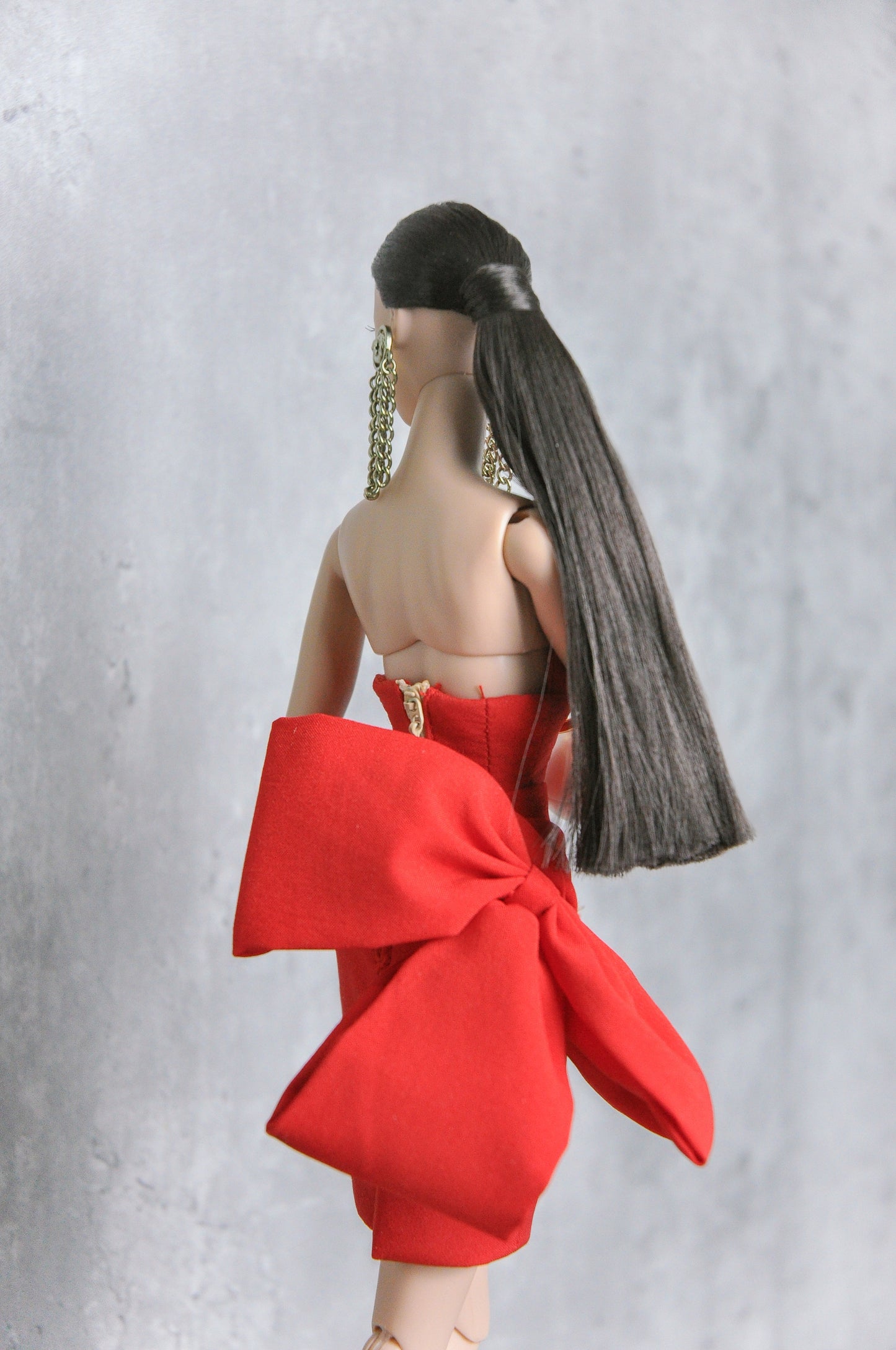 A Women's day Collection | Red dress with bow details for Fashion Royalty & 12 inches doll